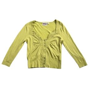 Rosie Neira Anthropologie Yellow Green Cardigan Top